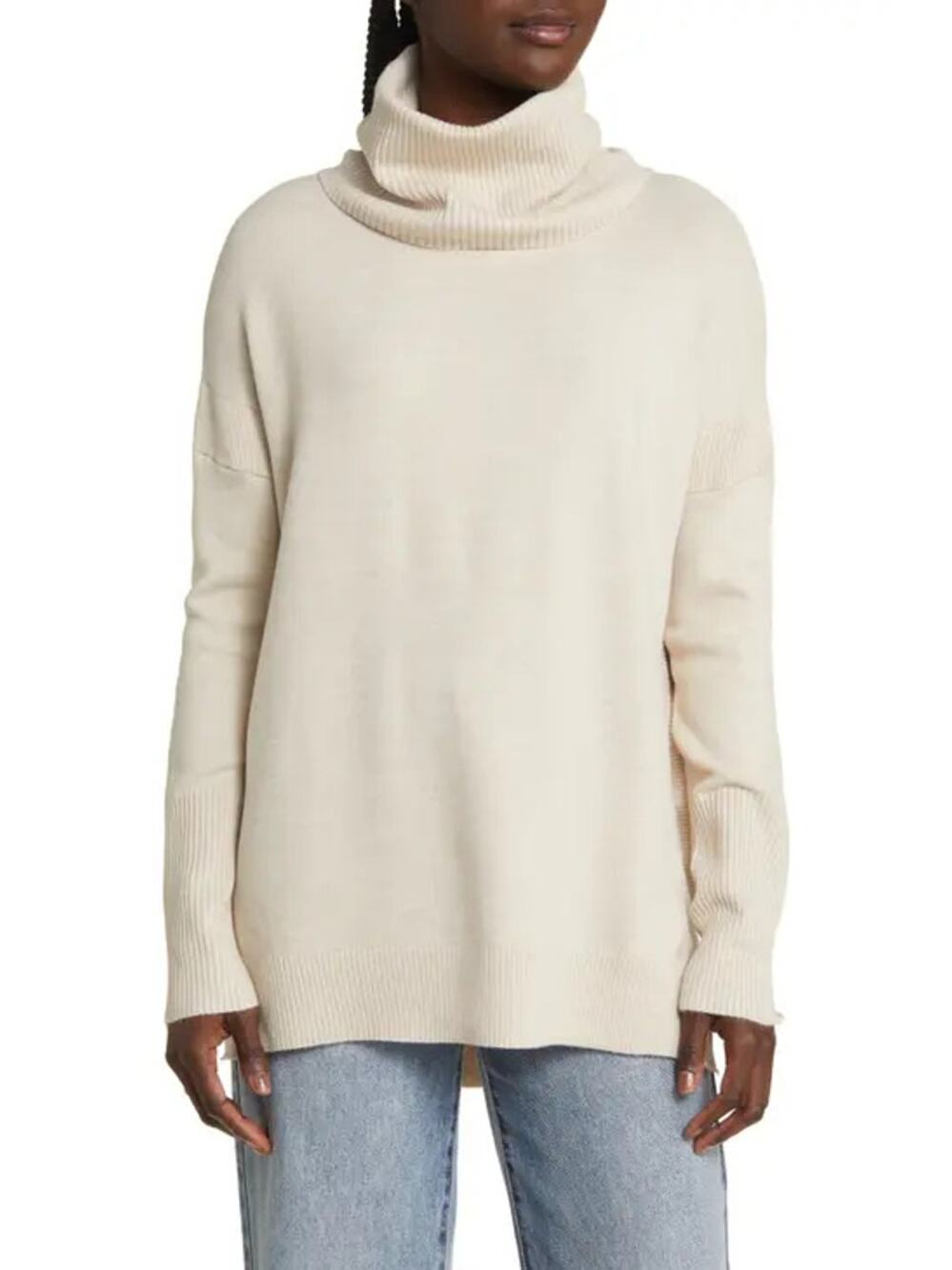 French Connection Babysoft Cowl Turtleneck Pullover Sweater Cream M